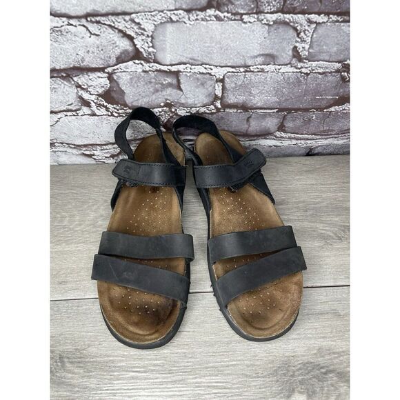 Spring Step Black Leather Strappy Cork Wedge Sandals Women Sz 41EU/10.5M US - Picture 4 of 16